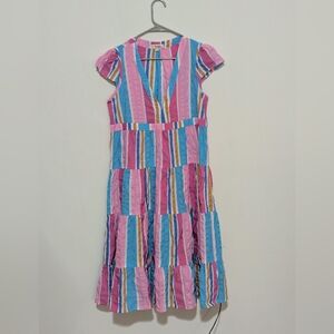 Lemlem by Liya Kebede Women's Large Ethically Made Dopamine Dressing Midi Dress